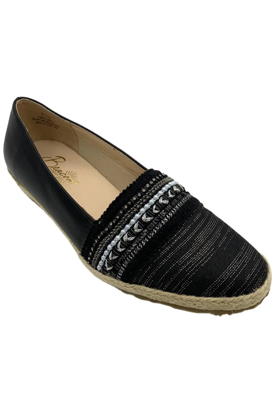 Beacon Women's Wedge Flat Leather Black - Narrow
